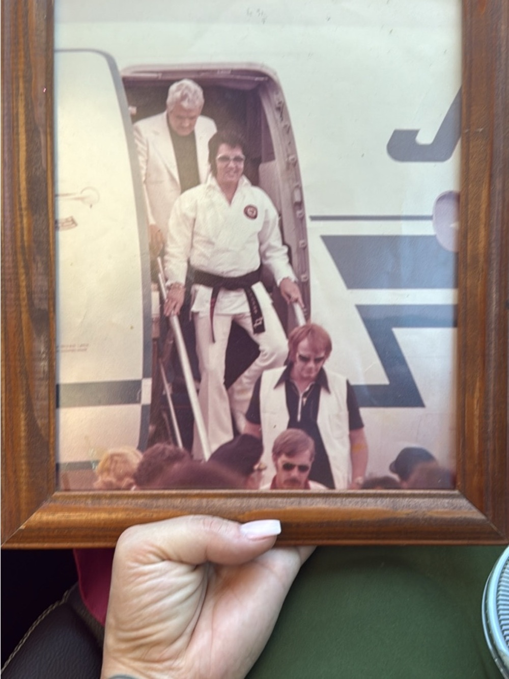 8 by 10 Original Elvis Presley on Kodak Watermarked paper Karate Gi Plane Photo